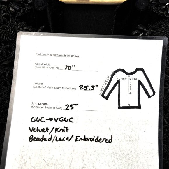 Chico's 2 Embellished Cardigan Sweater (Large) Black Velvet Beaded Lace Jacket - Picture 7 of 13